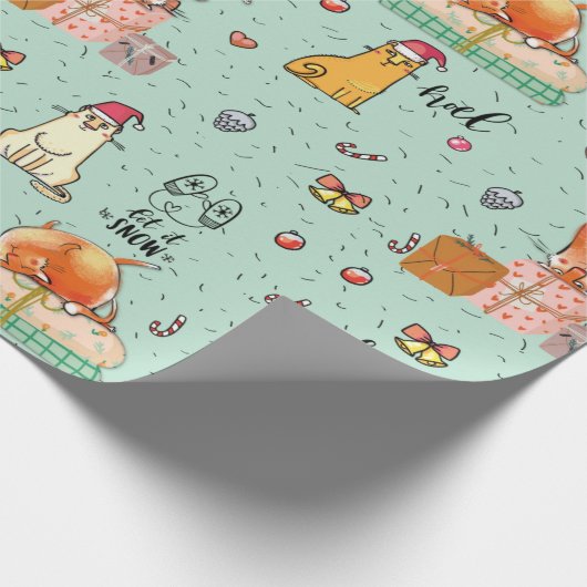 kerstkatten cadeaupapier (Hoek)