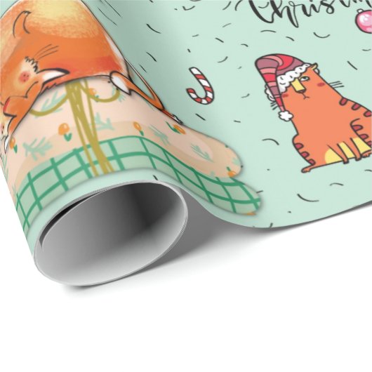 kerstkatten cadeaupapier (Rol Hoek)
