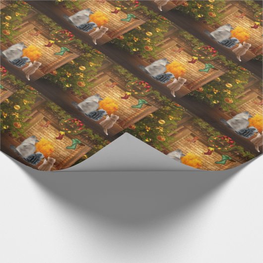 kerstkatten cadeaupapier (Hoek)