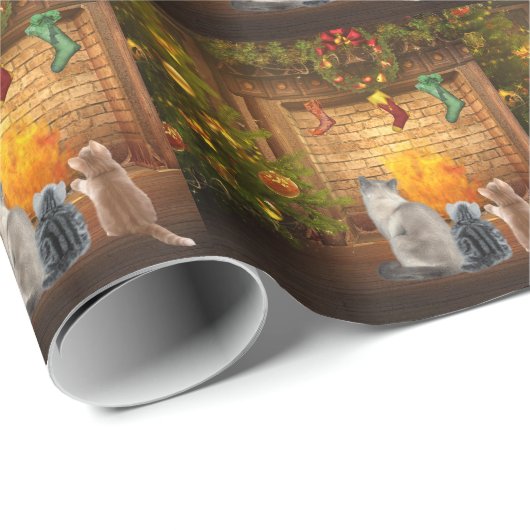 kerstkatten cadeaupapier (Rol Hoek)