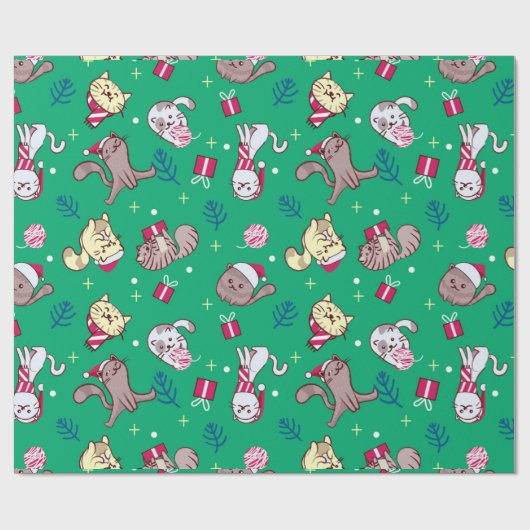 kerstkatten cadeaupapier (Vlak)