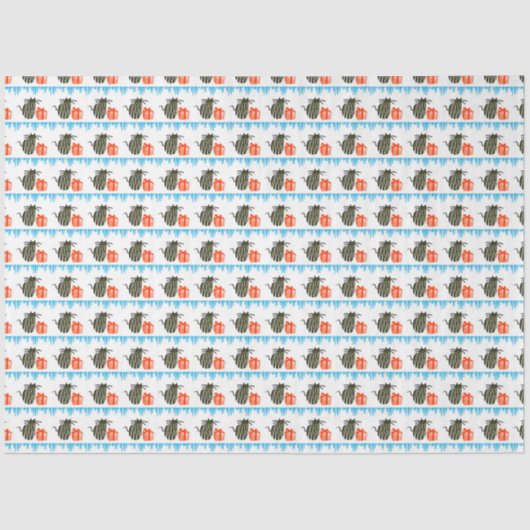 Kerstkatten, Cadeaus en ijskatten Tissuepapier (Voorkant)