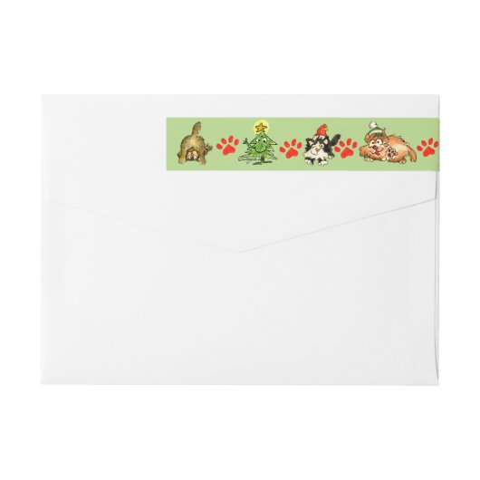 Kerstkatten Cartoon Retouradreslabels (Achterkant)