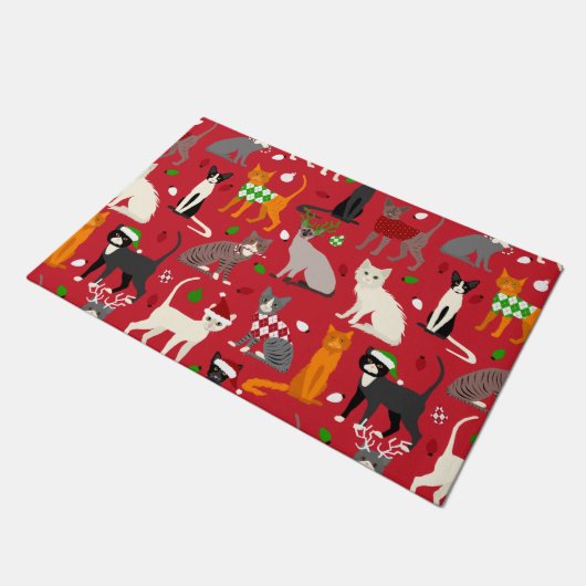 kerstkatten deurmat (Schuin)