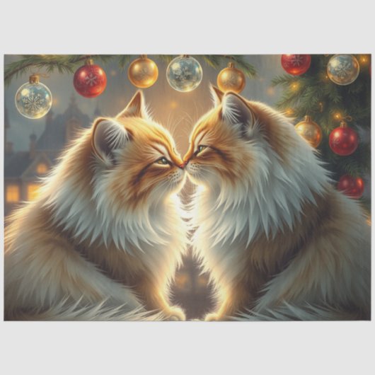 Kerstkatten die Tissuepapier kussen (Voorkant)