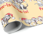 Kerstkatten die zingen met kerstmannenmutsen cadeaupapier (Rol Hoek)