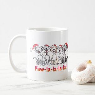 Kerstkatten die zingen met kerstmannenmutsen koffiemok
