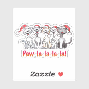 Kerstkatten die zingen met kerstmannenmutsen sticker