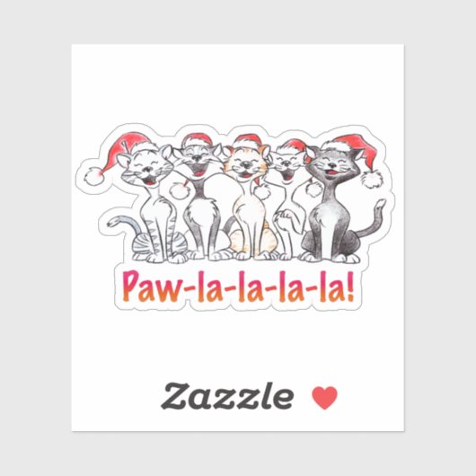 Kerstkatten die zingen met kerstmannenmutsen sticker (Vel)