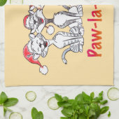 Kerstkatten die zingen met kerstmannenmutsen theedoek (Gevouwen)