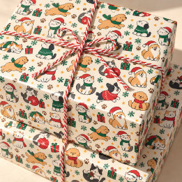 Kerstkatten en -honden Persoonlijk Inpakpapier