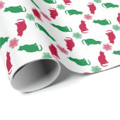 Kerstkatten en sneeuwvlokken inpakpapier (Rol Hoek)