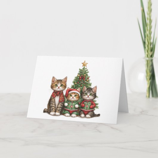 kerstkatten feestdagen kaart (Voorkant)