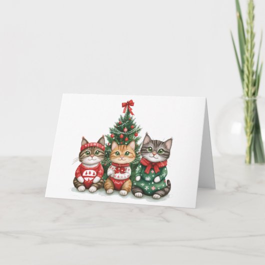 kerstkatten feestdagen kaart (Voorkant)