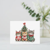 kerstkatten feestdagenkaart (Staand voorkant)