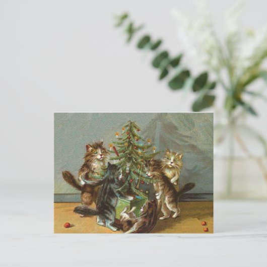 Kerstkatten Feestdagenkaart (Staand voorkant)