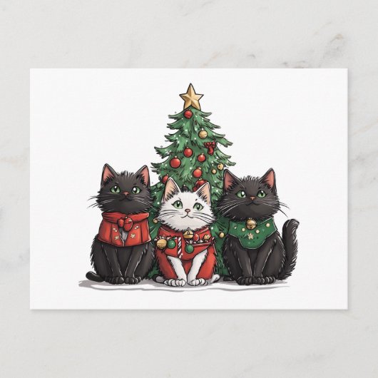 kerstkatten feestdagenkaart (Voorkant)
