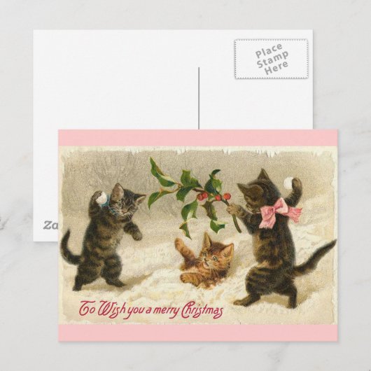 kerstkatten feestdagenkaart (Voorkant / Achterkant)