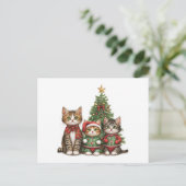kerstkatten feestdagenkaart (Staand voorkant)