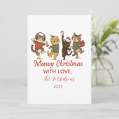 Kerstkatten Feestje Feestdagenkaart (Staand voorkant)