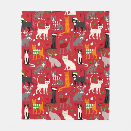 kerstkatten fleece deken (Voorkant)