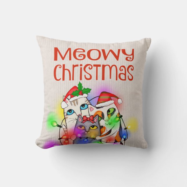 Kerstkatten Funny Holiday Sierkussen (Voorkant)