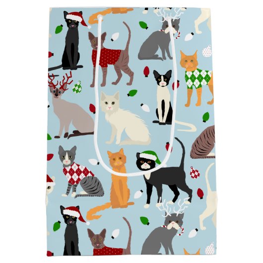Kerstkatten Gemiddeld cadeau Medium Cadeauzakje (Achterkant)