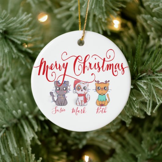 Kerstkatten gepersonaliseerd keramisch ornament (Boom)