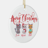Kerstkatten gepersonaliseerd keramisch ornament (Rechts)