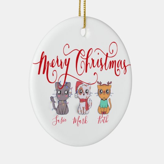 Kerstkatten gepersonaliseerd keramisch ornament (Rechts)