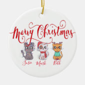 Kerstkatten gepersonaliseerd keramisch ornament (Voorkant)