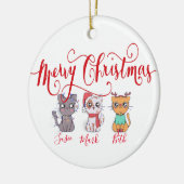Kerstkatten gepersonaliseerd keramisch ornament (Links)