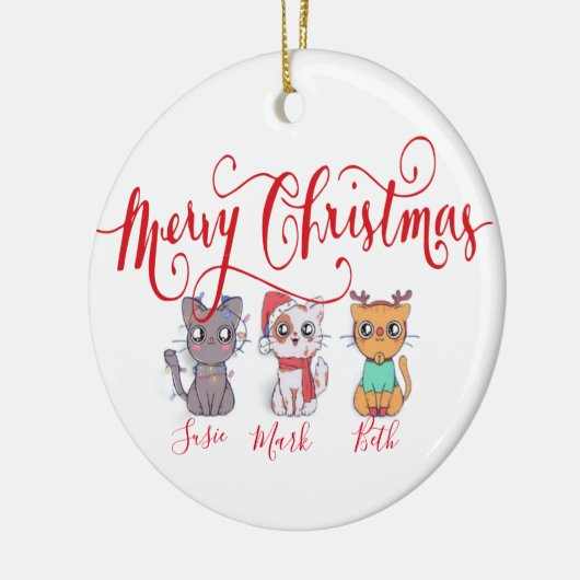 Kerstkatten gepersonaliseerd keramisch ornament (Links)