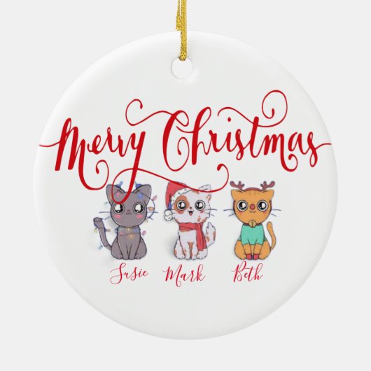 Kerstkatten gepersonaliseerd keramisch ornament (Achterkant)