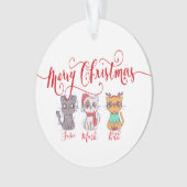 Kerstkatten gepersonaliseerd ornament (voorkant)