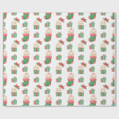 Kerstkatten geschenken en kousen op wit cadeaupapier (Vlak)