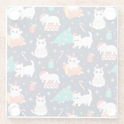 kerstkatten glazen onderzetter (Achterkant)