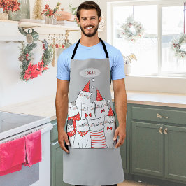  kerstkatten glimlachen schort