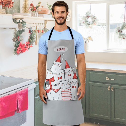  kerstkatten glimlachen schort