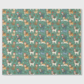 Kerstkatten & Honden Kerstcadeaupapier Cadeaupapier (Vlak)