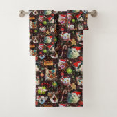 Kerstkatten in de ruimtevaart, sterren Funny Holid Bad Handdoek (Insitu)