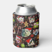 Kerstkatten in de ruimtevaart, sterren Funny Holid Blikjeskoeler (Blikje Voorkant)