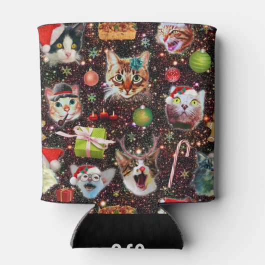 Kerstkatten in de ruimtevaart, sterren Funny Holid Blikjeskoeler (Achterkant)