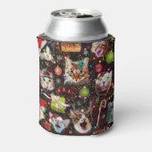 Kerstkatten in de ruimtevaart, sterren Funny Holid Blikjeskoeler (Blikje Achterkant)