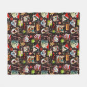 Kerstkatten in de ruimtevaart, sterren Funny Holid Fleece Deken (Voorkant (Horizontaal))