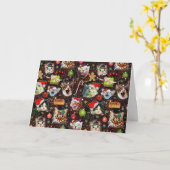 Kerstkatten in de ruimtevaart, sterren Funny Holid Kaart (Gele Bloem)