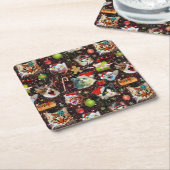 Kerstkatten in de ruimtevaart, sterren Funny Holid Kartonnen Onderzetters (Schuin)