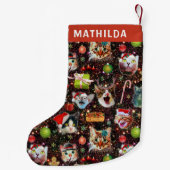 Kerstkatten in de ruimtevaart, sterren Funny Holid Kleine Kerstsok (Achterkant)