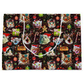 Kerstkatten in de ruimtevaart, sterren Funny Holid Large Cadeautasje (Voorkant)