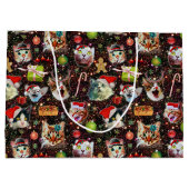 Kerstkatten in de ruimtevaart, sterren Funny Holid Large Cadeautasje (Achterkant)